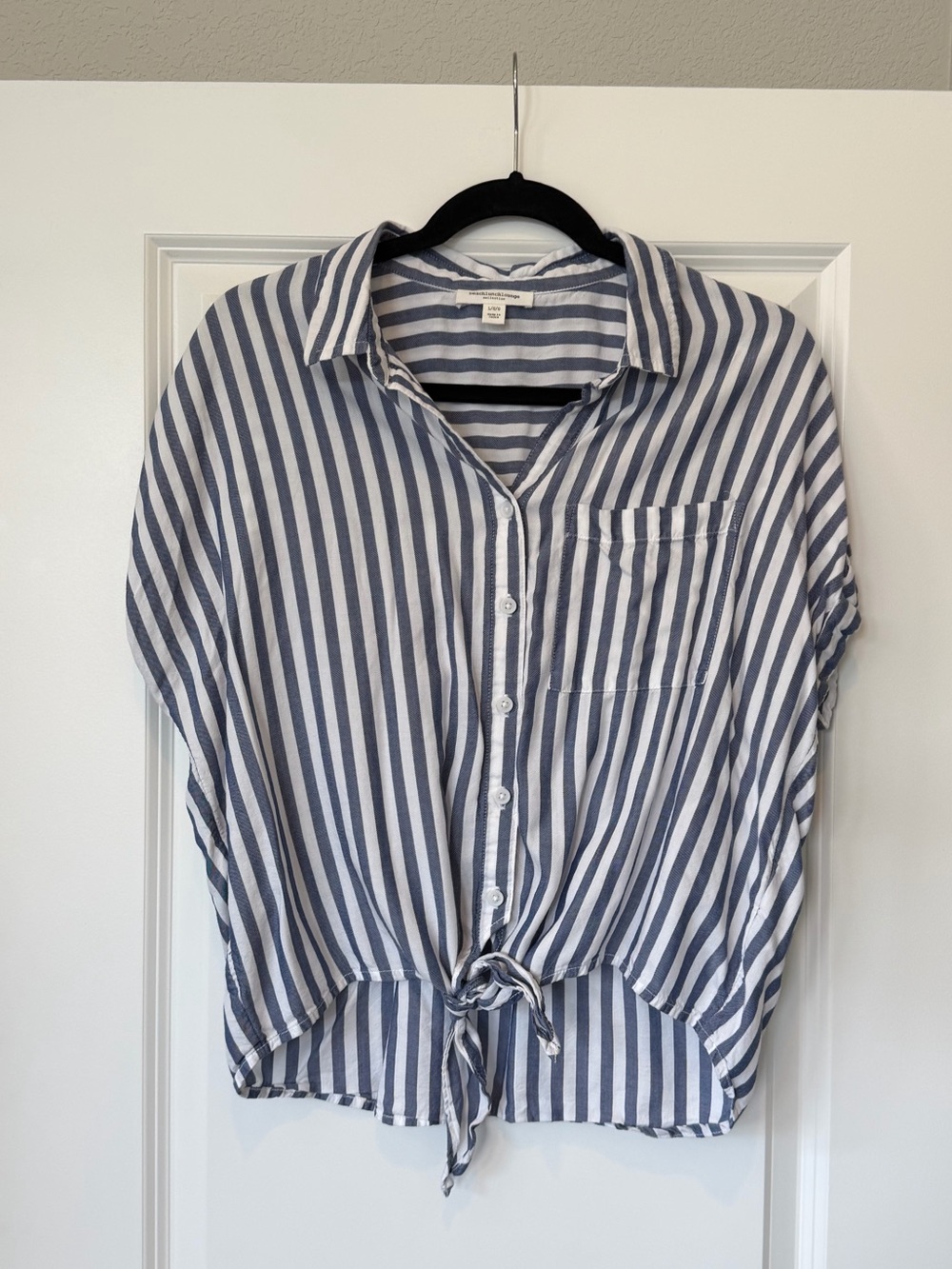 Striped Button Down Shirt - Blue & White
